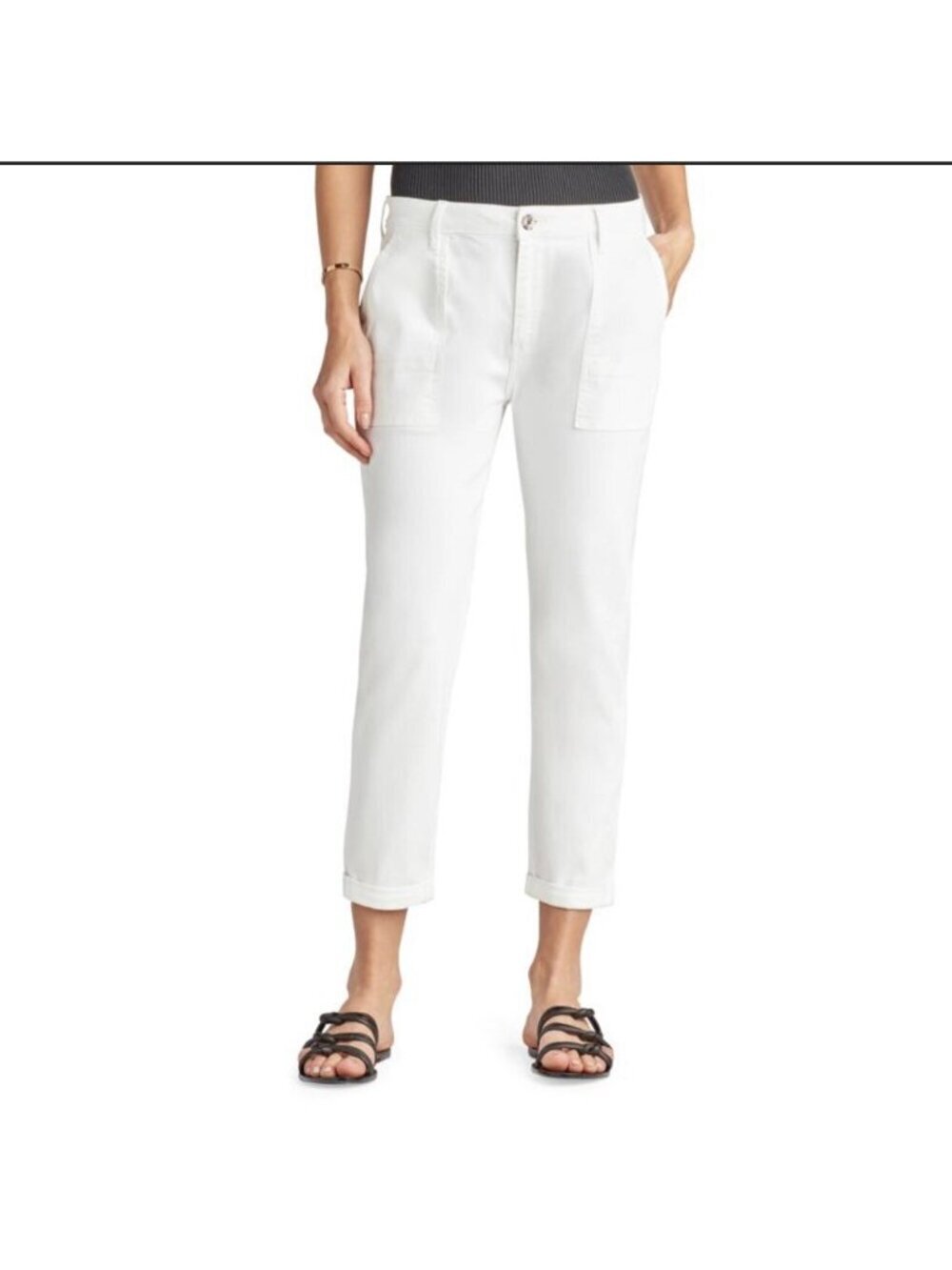 Sam Edelman The Cargo Utility Ankle Pant~Size 0/25~White Stylish Classic L9 03